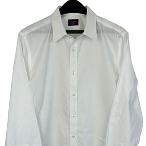 UNTUCKit Men's Large Slim Fit "Las Cases WF" Wrinkle Free Solid White Cotton